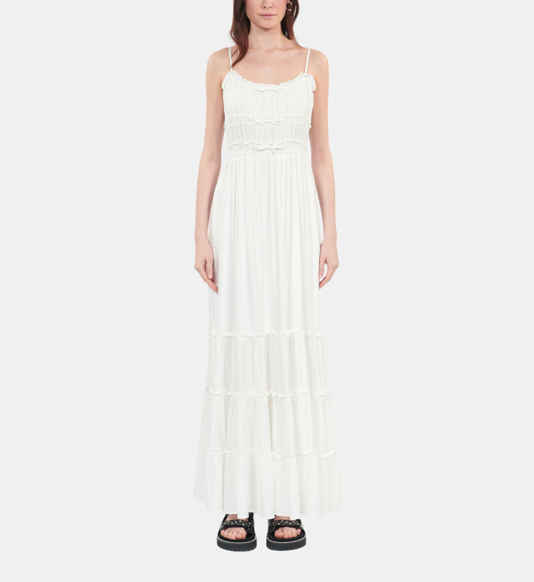 Long white dress with bows | The Kooples