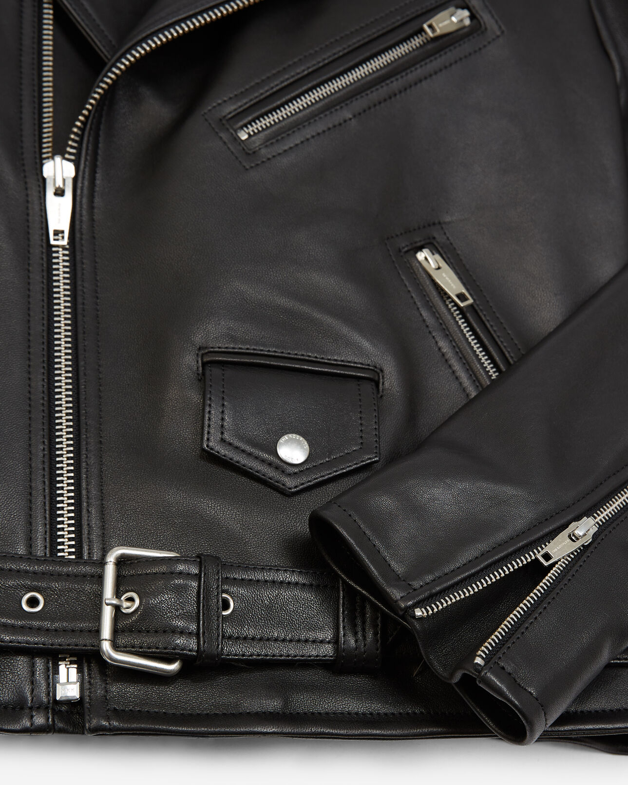 The Kooples MEN BLACK black leather jacket with zips