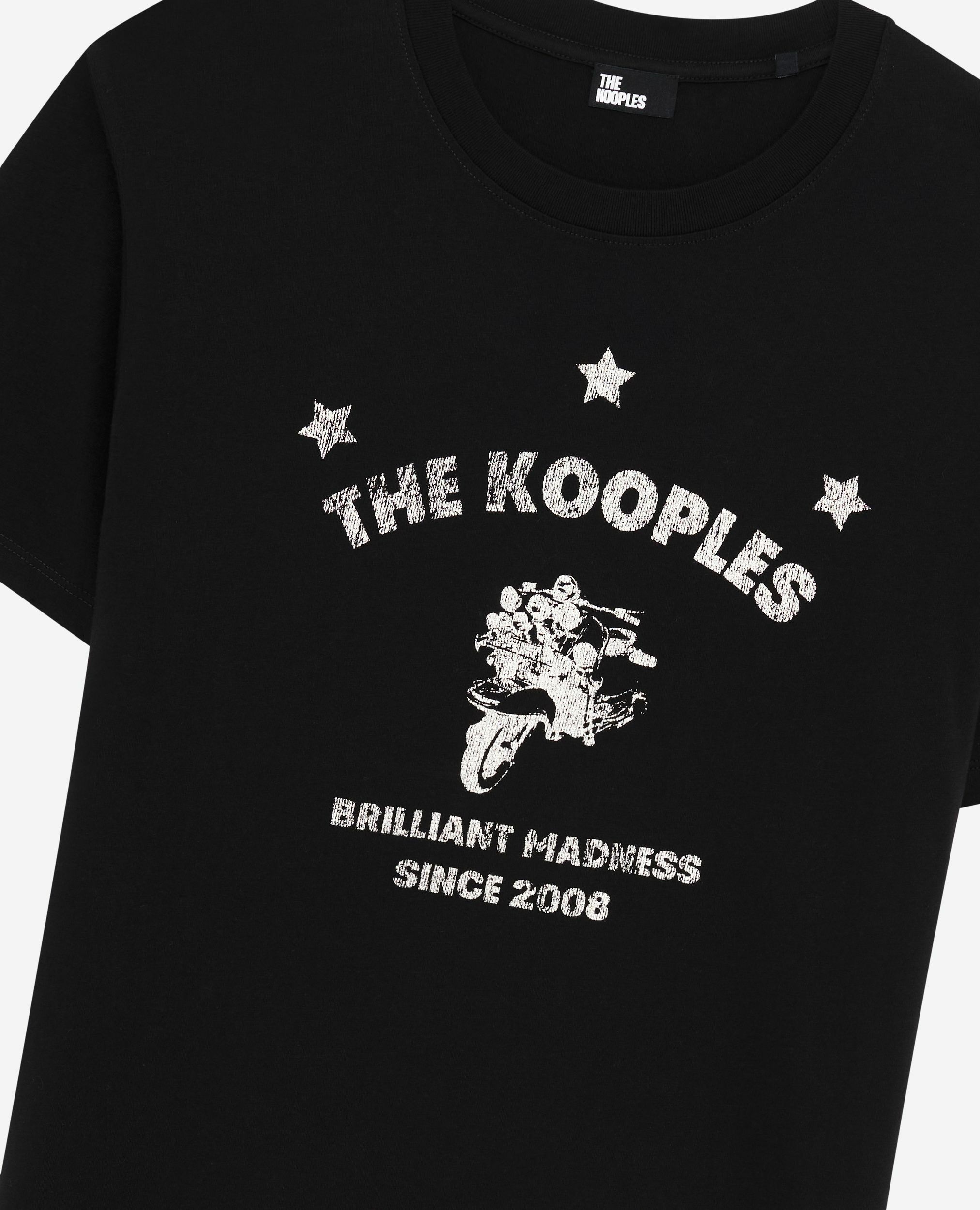 T-Shirt mit schwarzem Siebdruck, BLACK, hi-res image number null