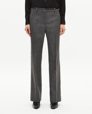 The Kooples FEMME BLACK pantalon tailleur droit en pied de puce noir et gris