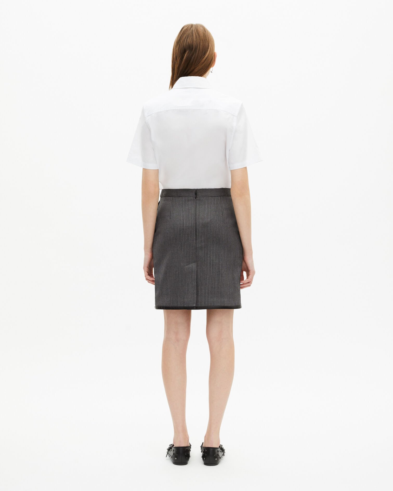 Short gray striped skirt, DARK GREY, hi-res image number null