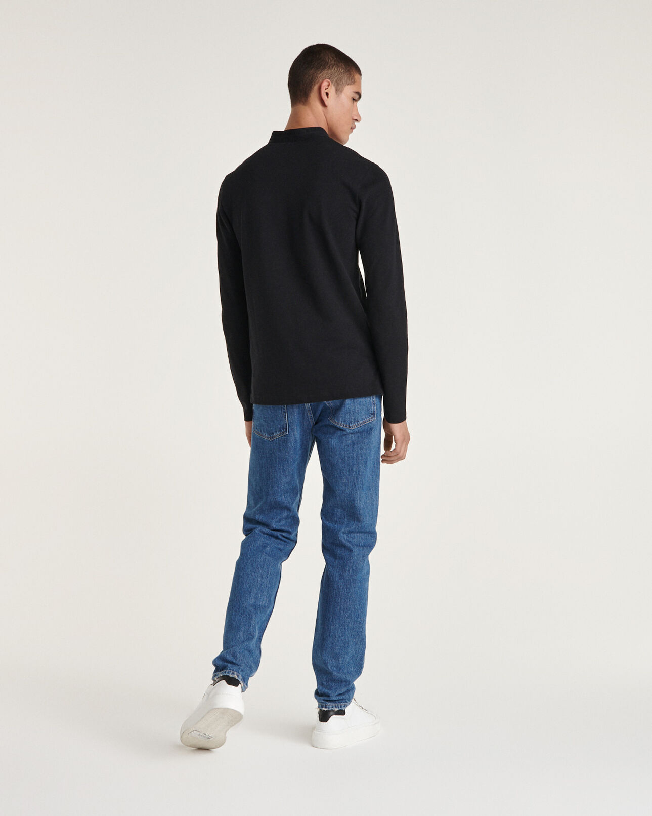 The Kooples MEN BLACK black polo officer collar rubber monogram
