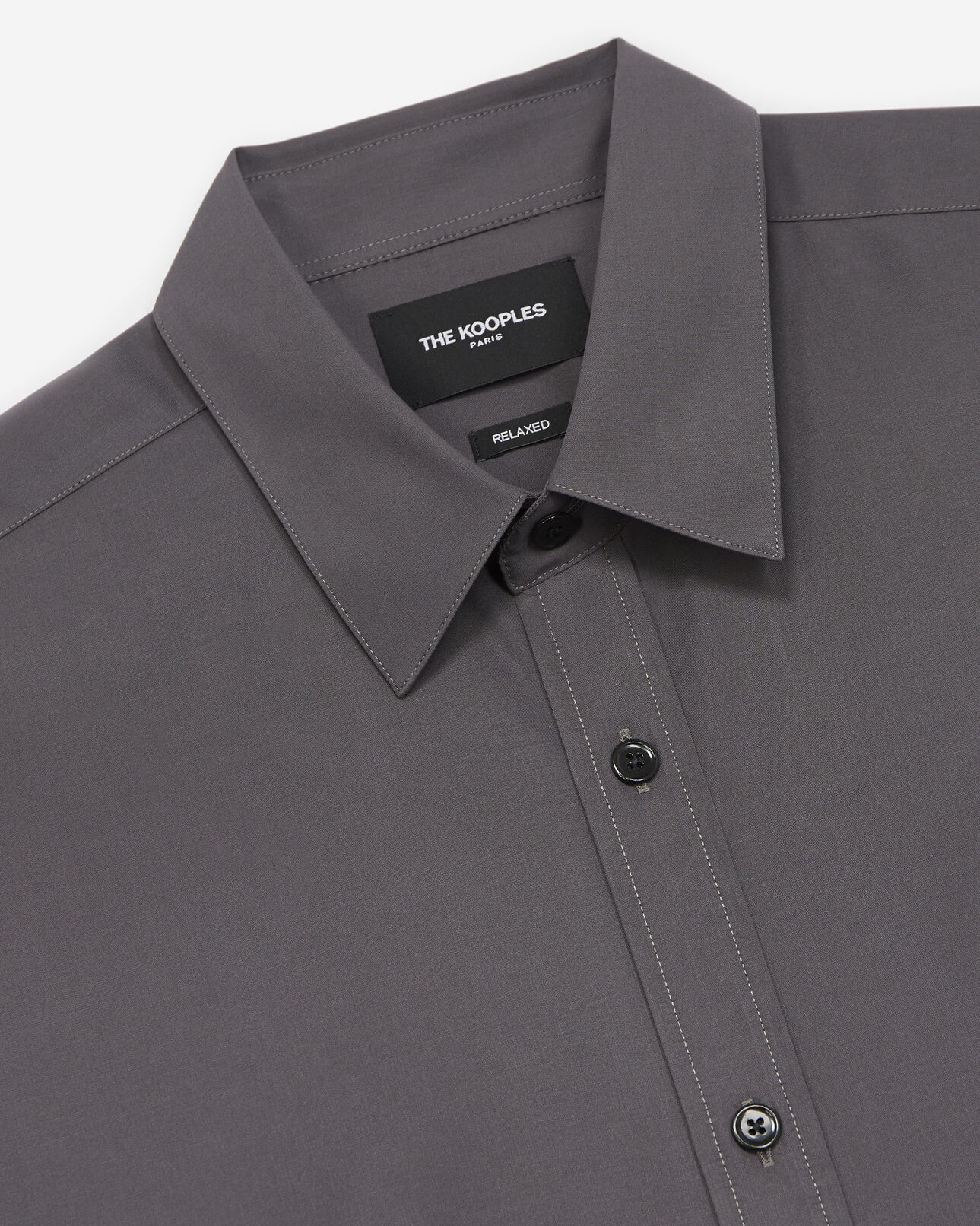 The Kooples HOMME DARK GREY chemise fluide grise à manches longues