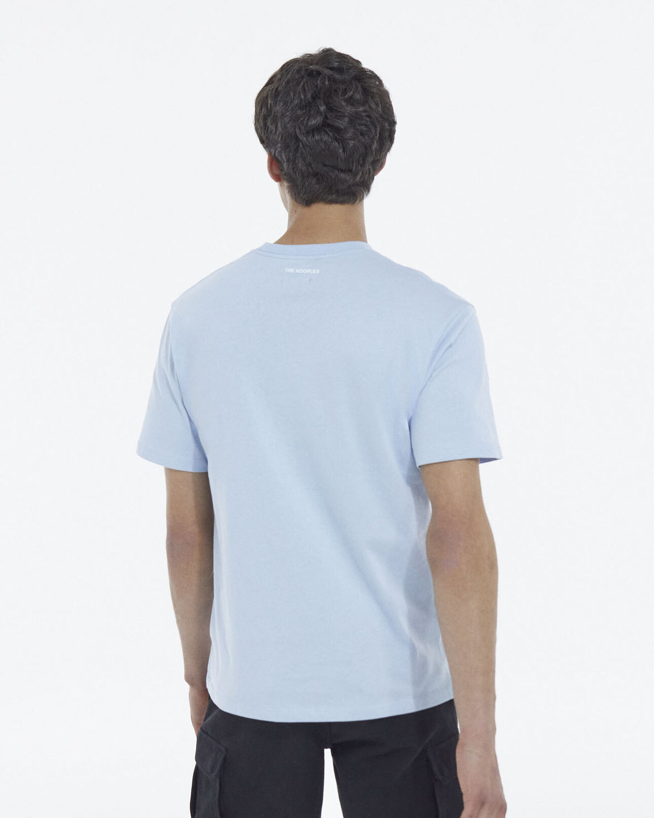 The Kooples MEN BLUE blue printed t-shirt with skull and flowers