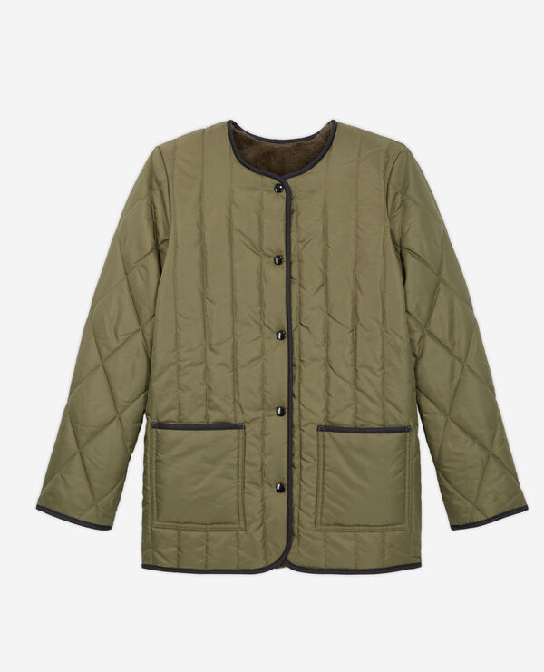 khaki reversible faux fur jacket