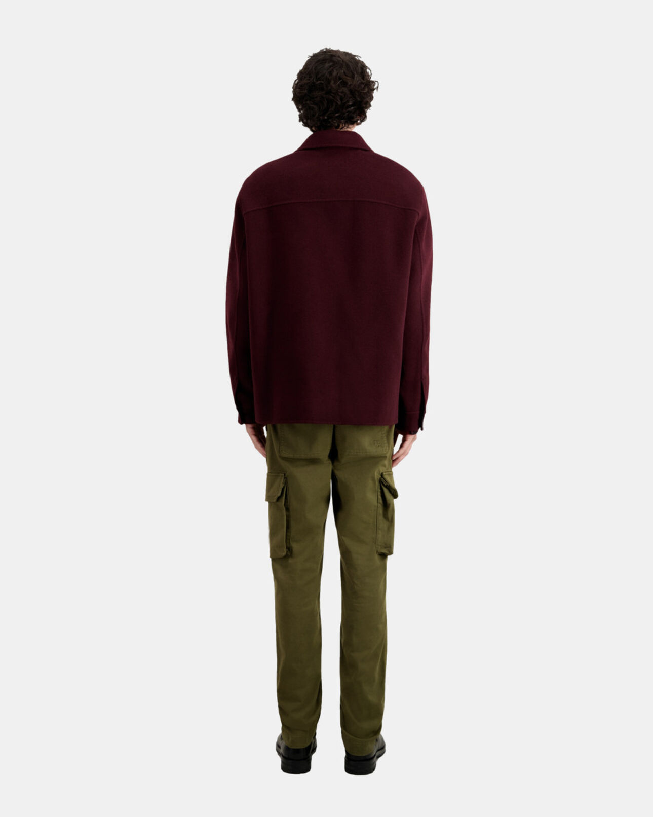 The Kooples MEN BORDEAUX / NAVY burgundy wool-blend overshirt jacket