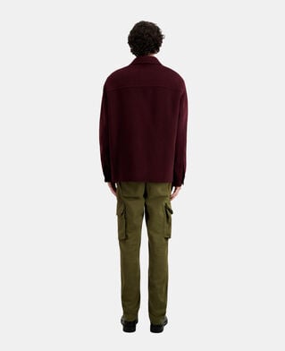 The Kooples HERREN BORDEAUX / NAVY bordeauxrote hemdjacke aus einer wollmischung