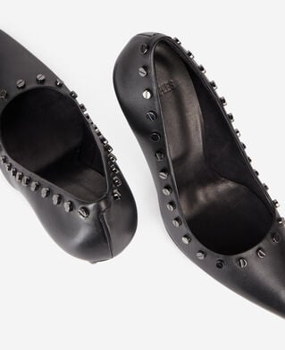 The Kooples WOMEN BLACK black leather studded heeled pumps
