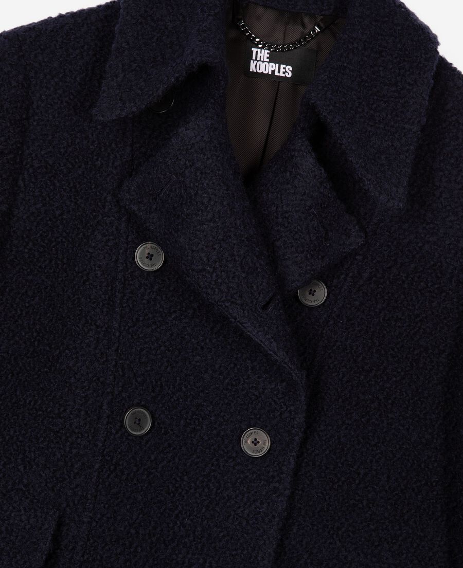 The Kooples FEMME NAVY manteau en laine bouclette marine