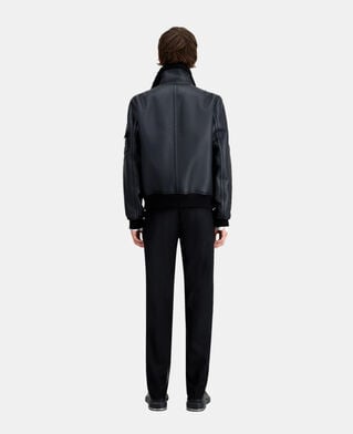 The Kooples HOMME BLACK blouson noir imitation peau lainée