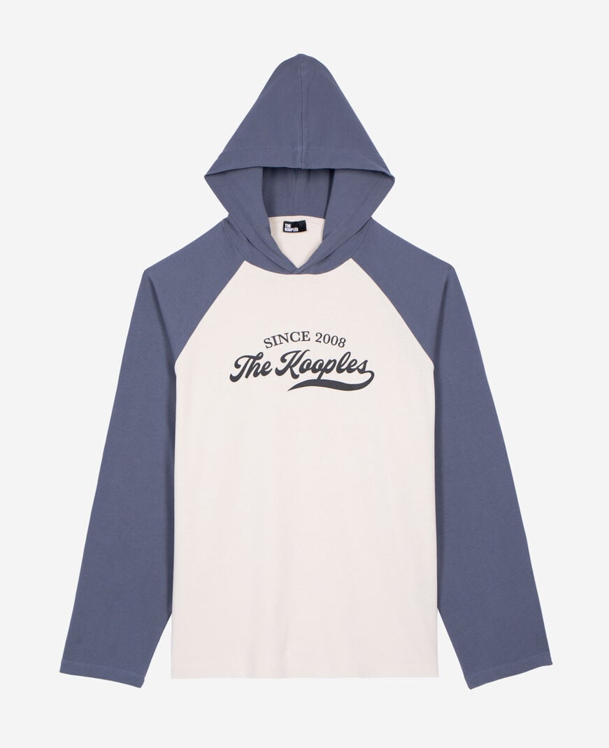 The Kooples MEN BEIGE GREY long-sleeved t-shirt with beige logo