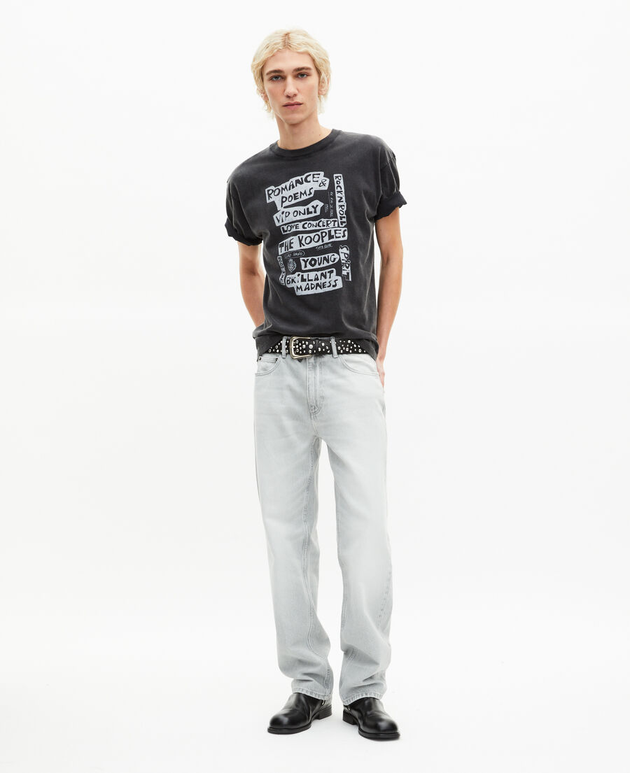 The Kooples HERREN BLACK WASHED t-shirt mit siebdruck romance poems schwarz