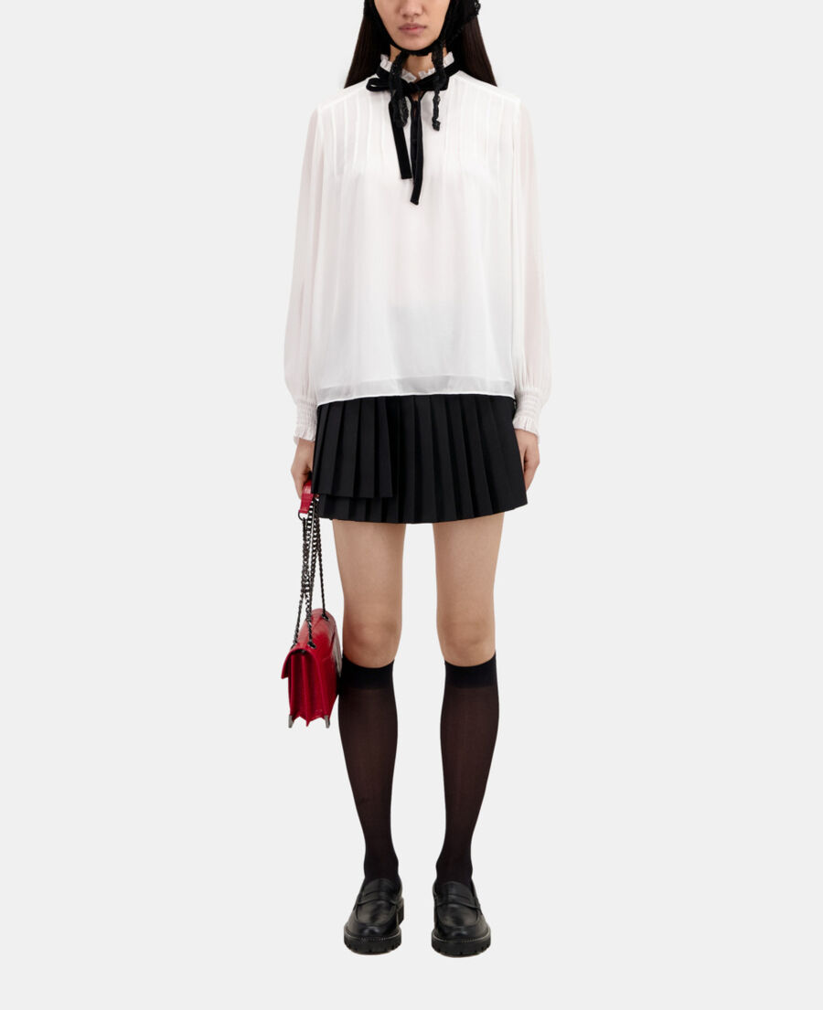 The Kooples WOMEN OFF WHITE ecru top with velvet detail