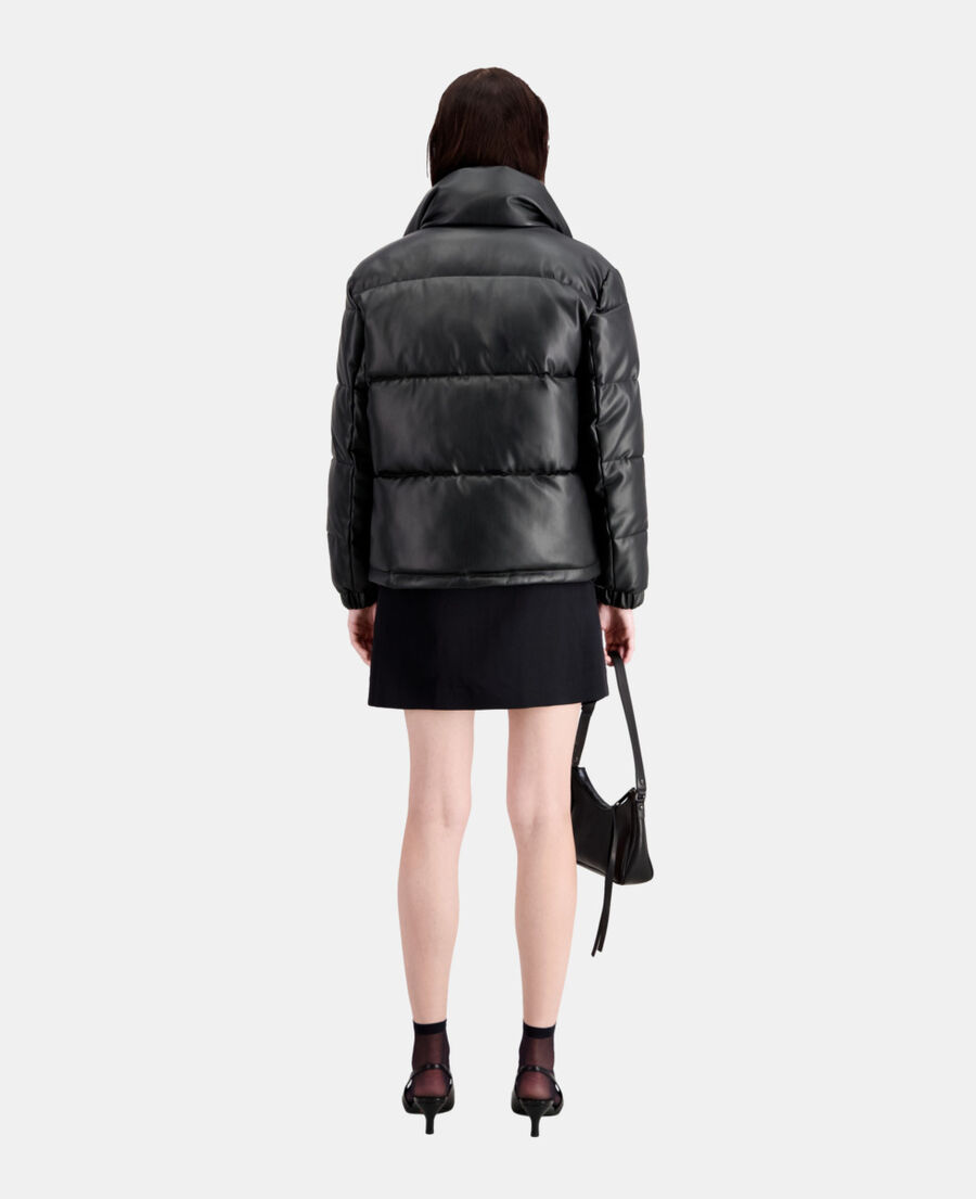 The Kooples F BLACK black faux leather puffer jacket