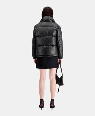 The Kooples F BLACK black faux leather puffer jacket