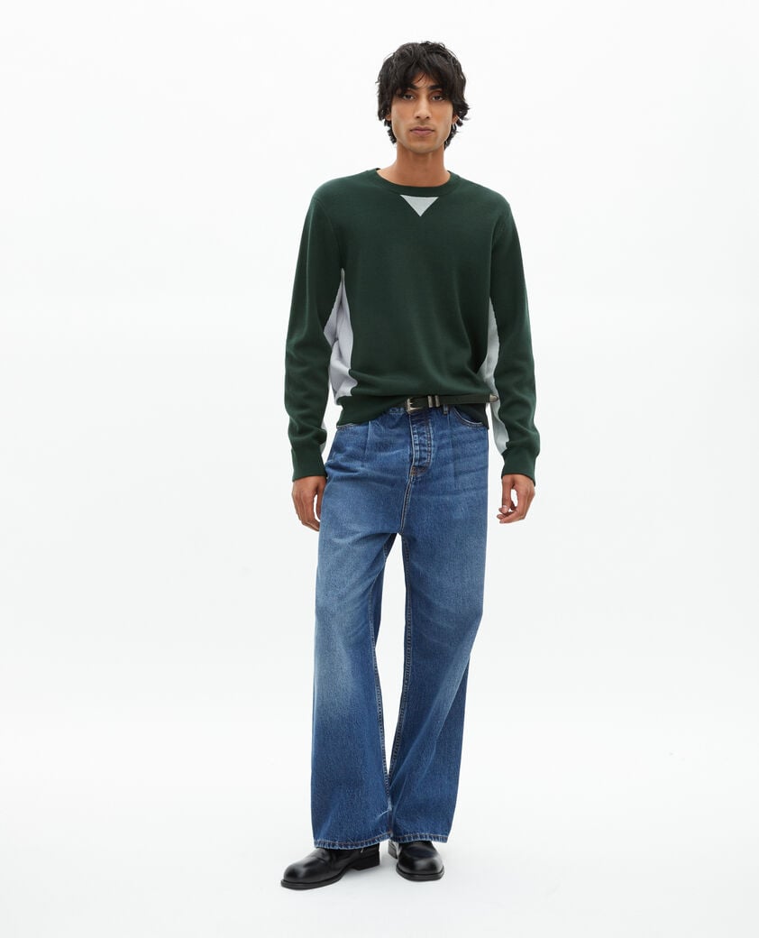 The Kooples HOMME GREY / GREEN pull avec contrastes de couleurs vert foncé