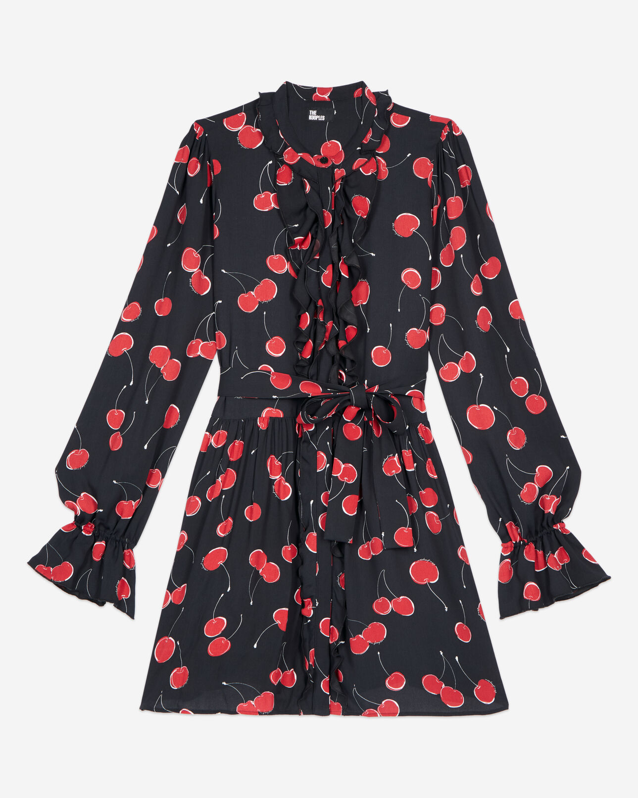 The Kooples WOMEN BLACK - RED short cherry printed dress