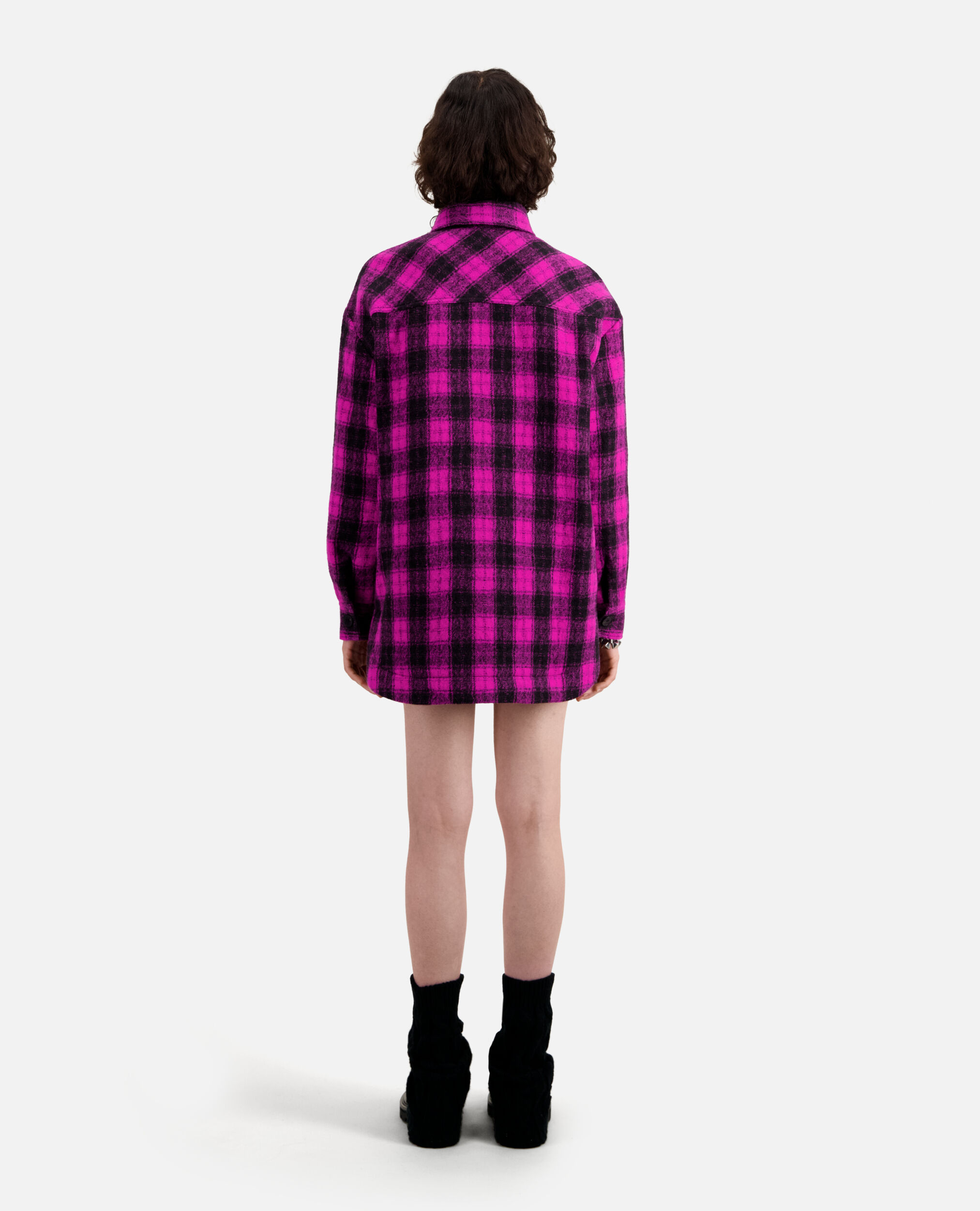 Overshirt style jacket with pink checks, PINK BLACK, hi-res image number null