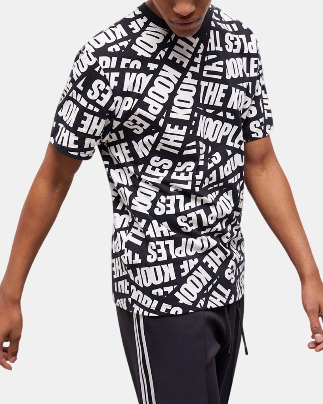 The Kooples H BLACK / WHITE men's t-shirt with tape logo