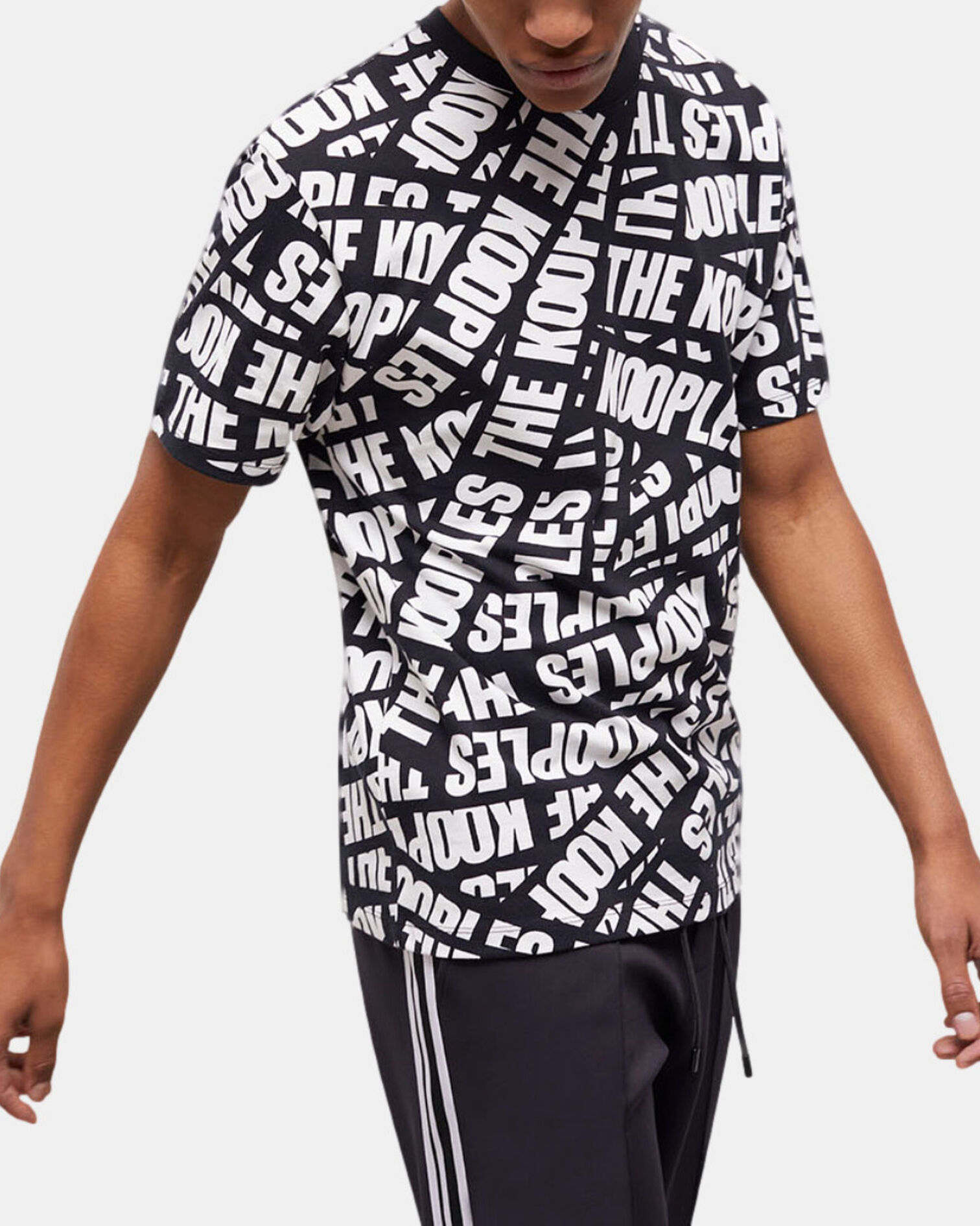 Men's t-shirt with tape logo, BLACK / WHITE, hi-res image number null