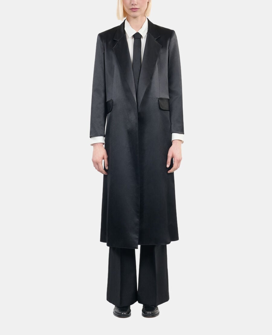 The Kooples F BLACK the kooples x carolina ritzler black satin coat