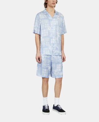 The Kooples HOMME WHITE / SKY BLUE chemise manches courtes imprim&eacute;e