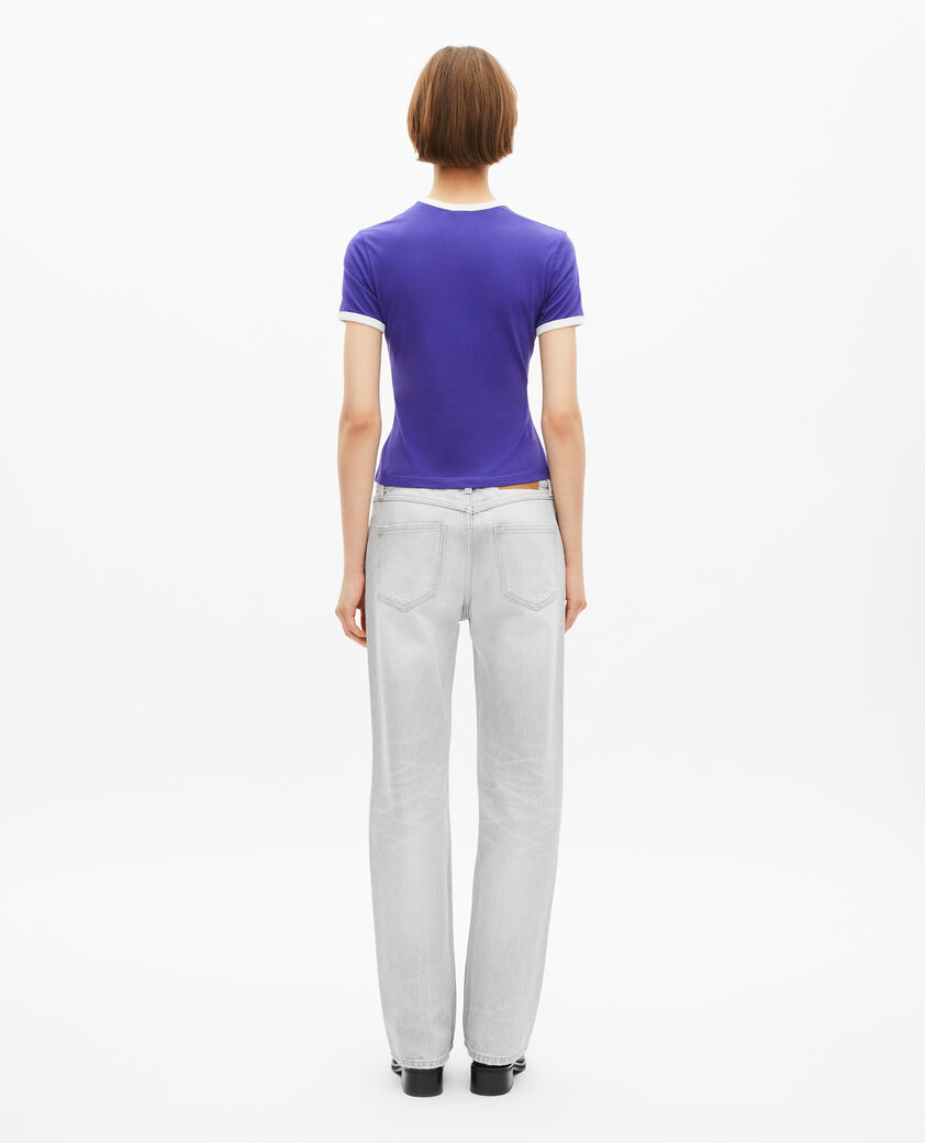 The Kooples WOMEN ELECTRIC BLUE t-shirt with purple screen print