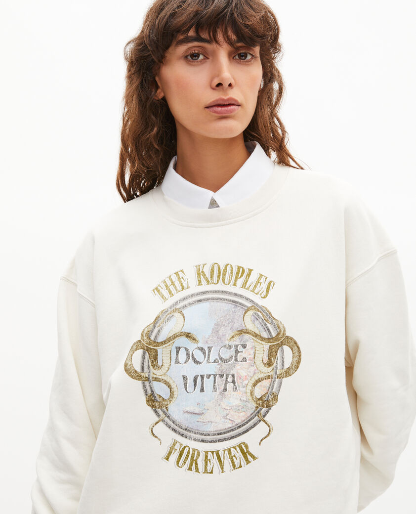 The Kooples F LIGHT BEIGE sweatshirt with beige screen print