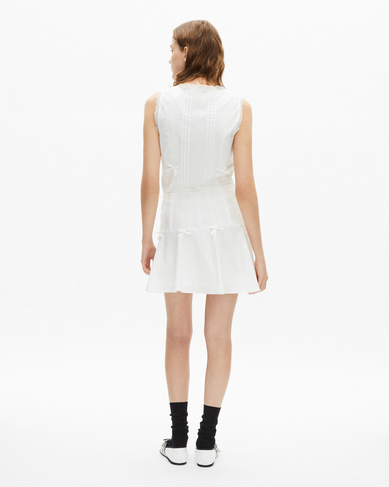 The Kooples WOMEN ECRU short skirt with bow detail in ecru
