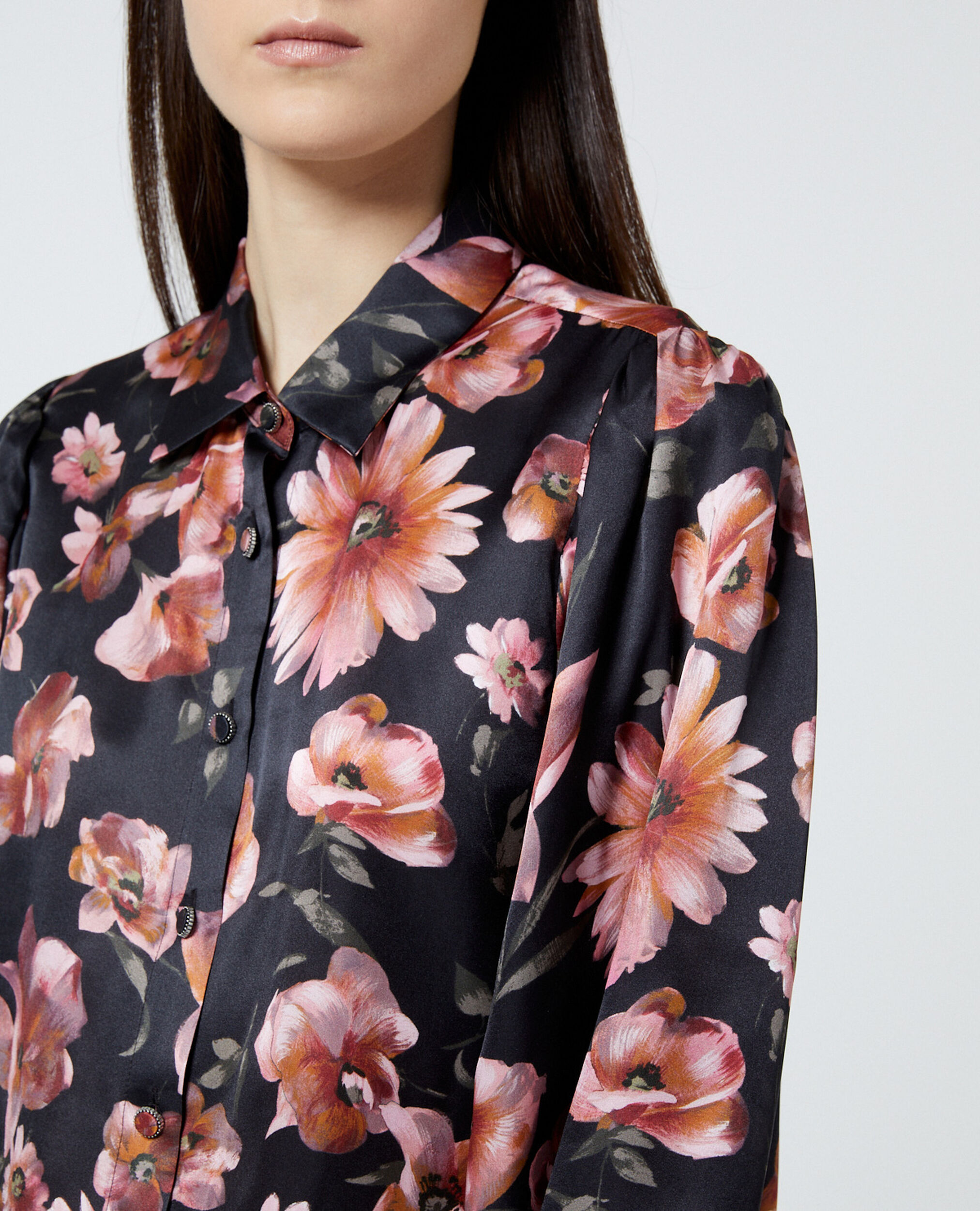Printed black shirt with long sleeves, BLACK, hi-res image number null