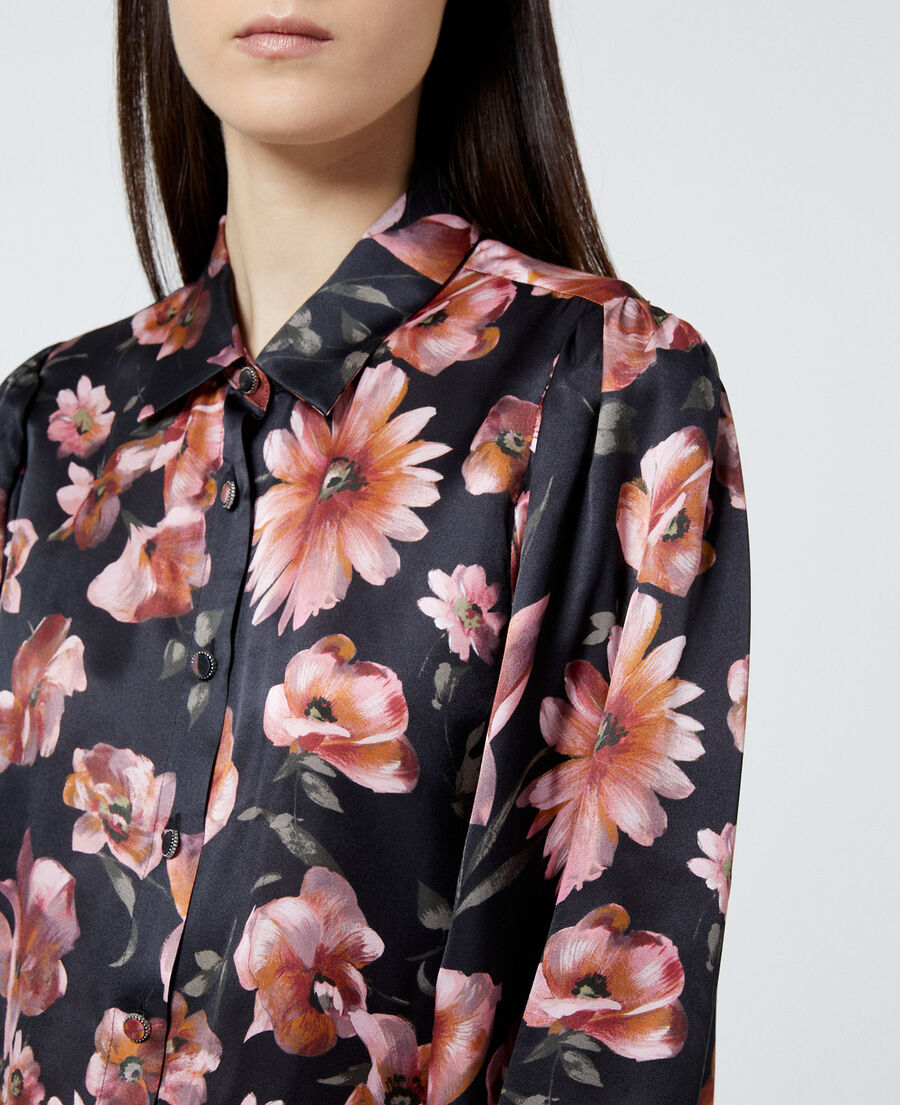 printed black shirt with long sleeves