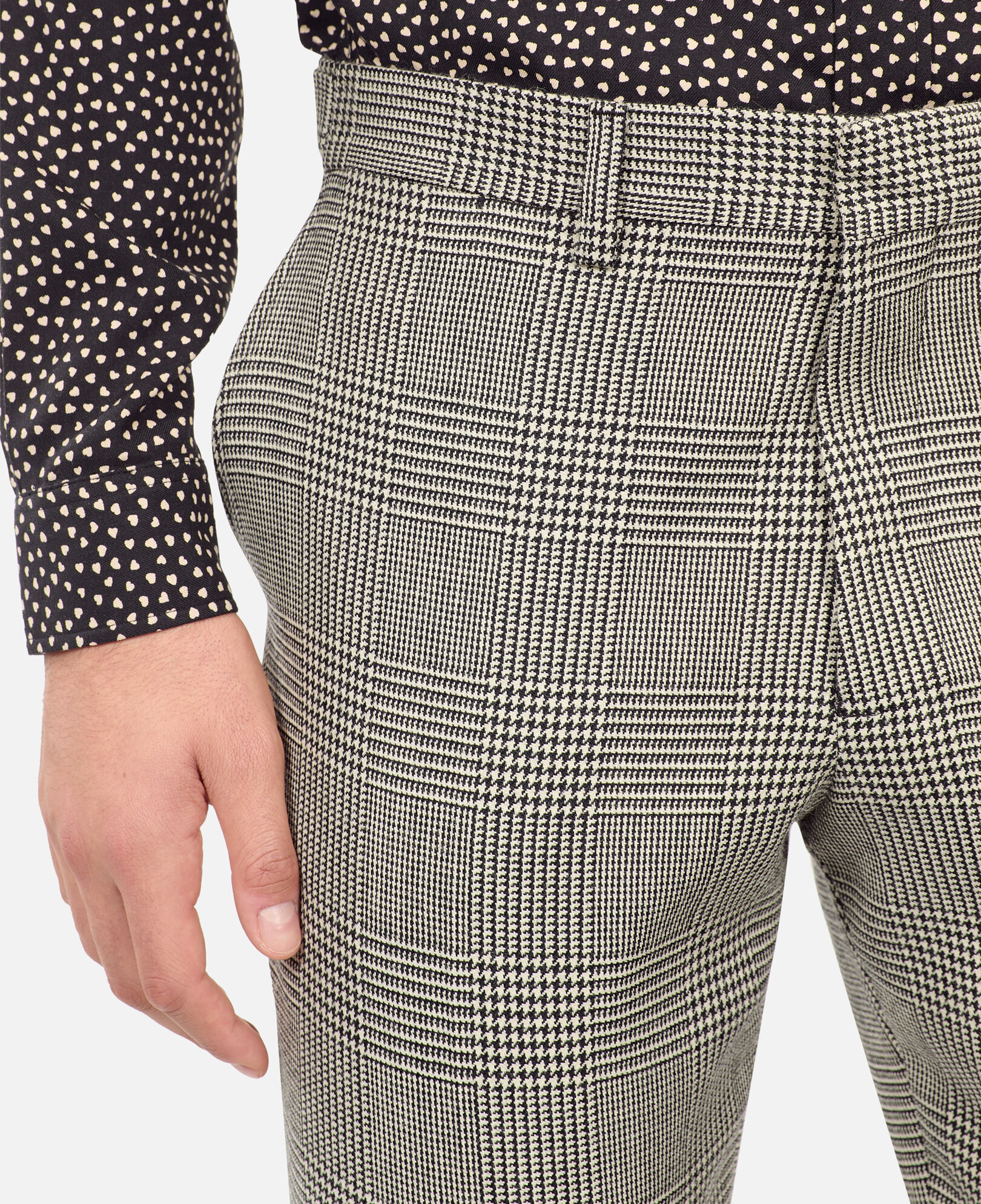 The Kooples MEN BLACK WHITE black and white houndstooth wool suit trousers