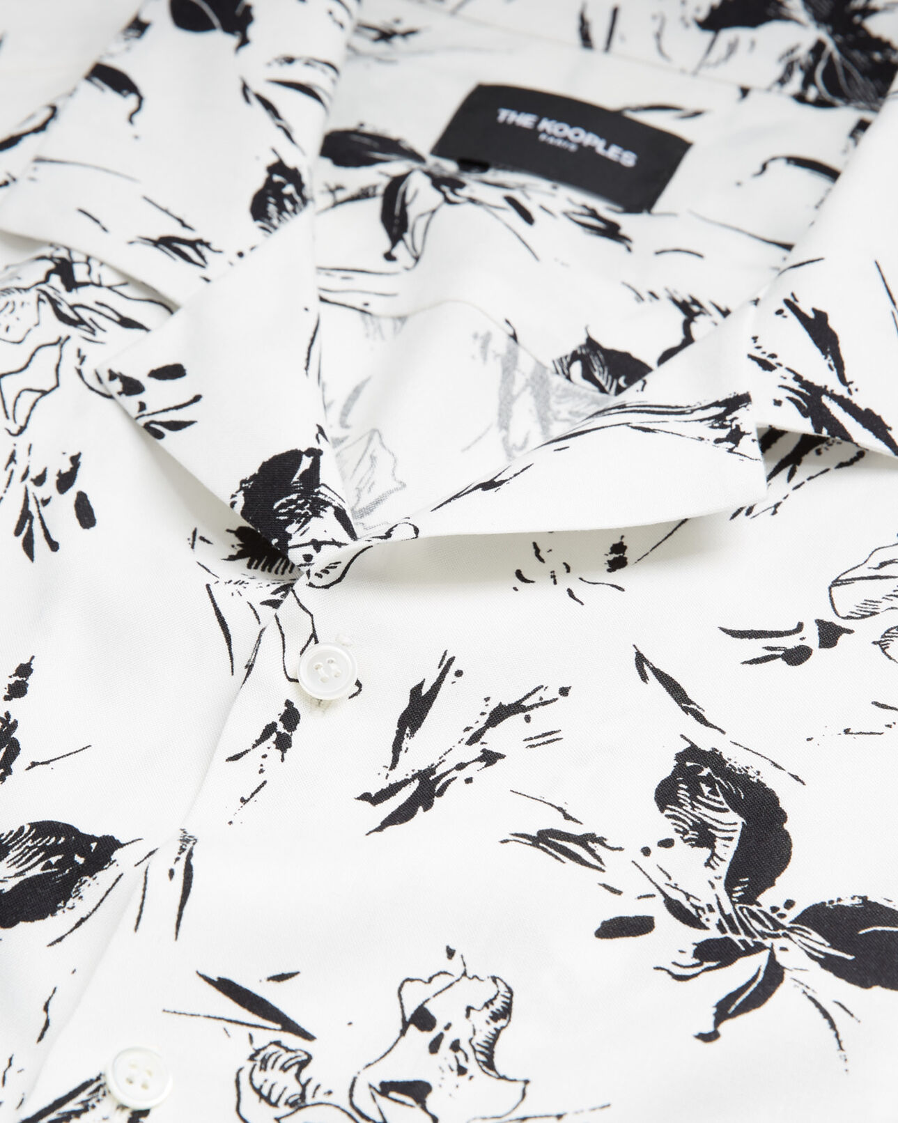The Kooples MEN WHITE / BLACK men's white shirt with floral print