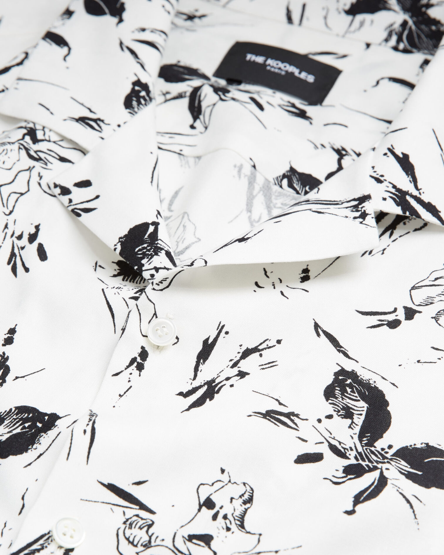 Men's white shirt with floral print, WHITE / BLACK, hi-res image number null