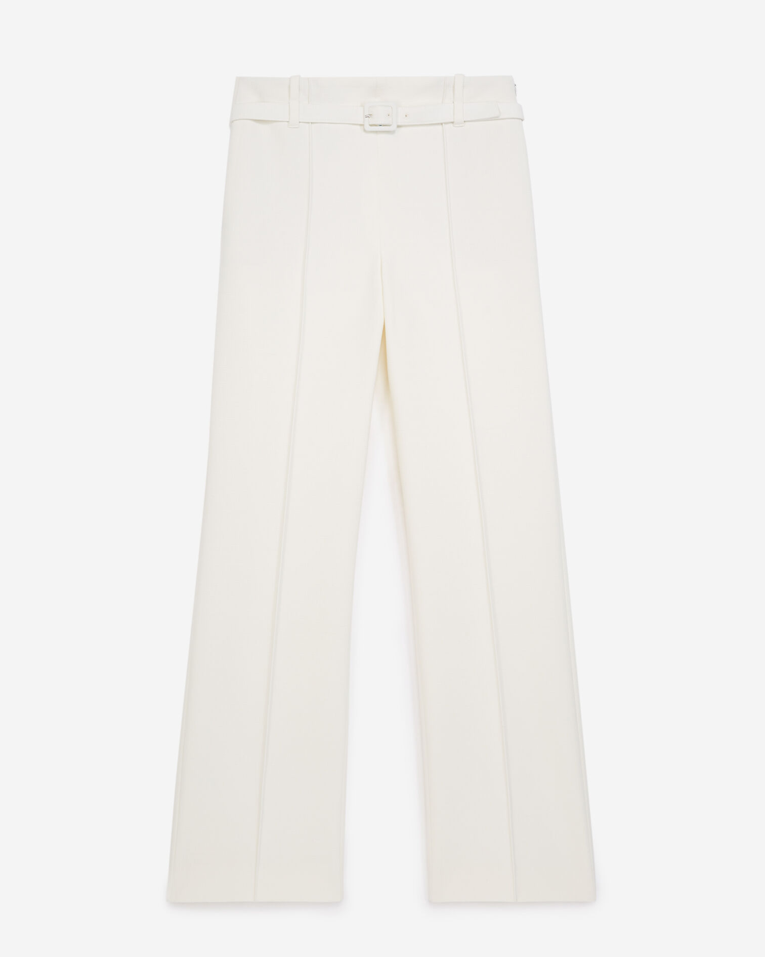 Straight-cut ecru suit trousers with belt, ECRU, hi-res image number null