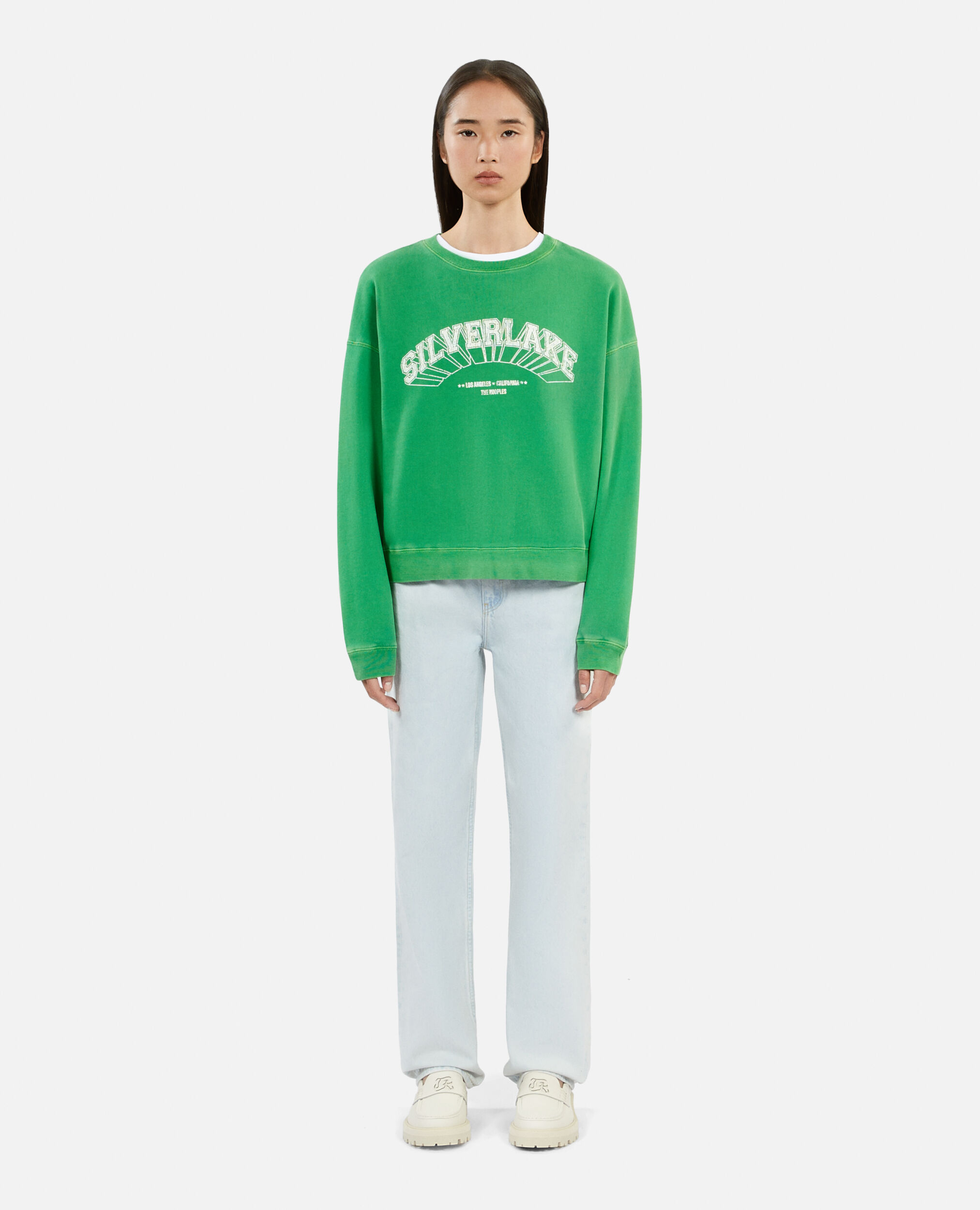 Grünes Sweatshirt mit Silverlake-Siebdruck, GREEN, hi-res image number null