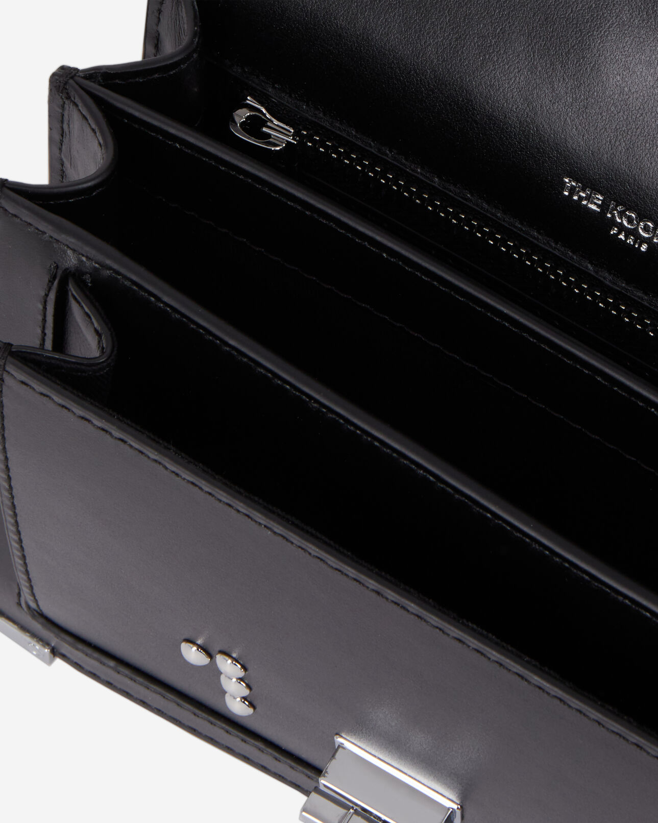 The Kooples WOMEN BLACK small emily bag in black leather with studs and eyelets