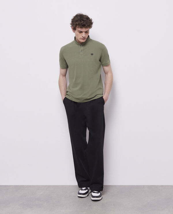 green officer collar polo shirt