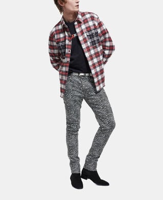 The Kooples MEN RED overshirt with classic collar and check motif
