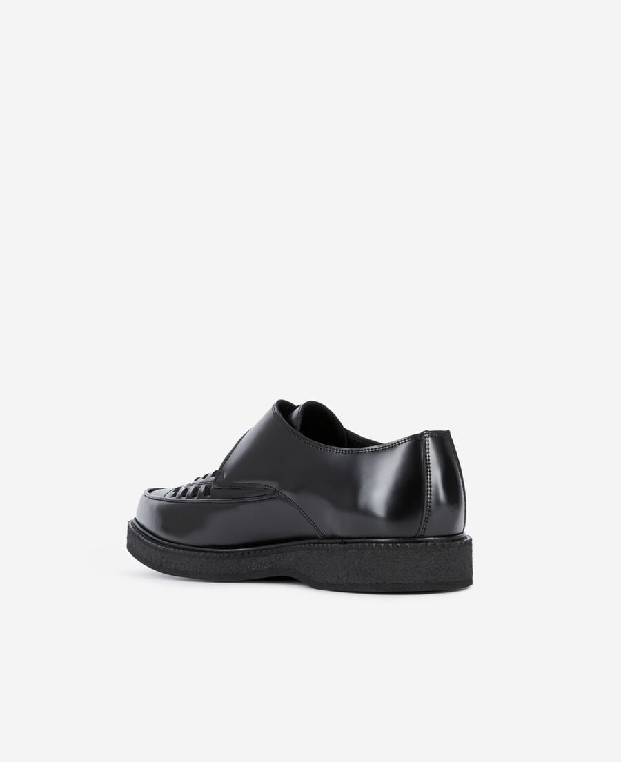 The Kooples MEN BLACK black leather derbies with buckle