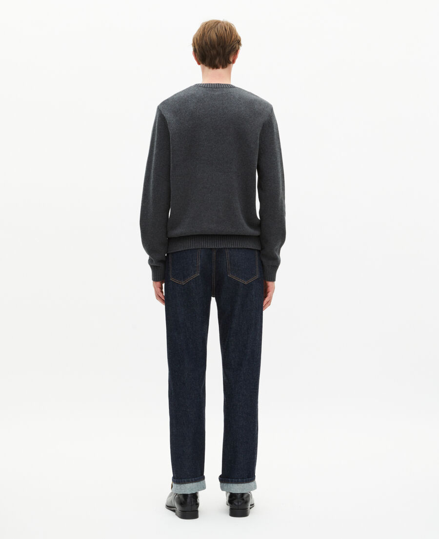 The Kooples MEN DARK GREY MELANGE light grey skull sweater