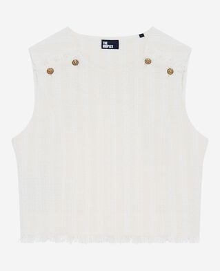 The Kooples DAMEN ECRU top aus ungebleichtem tweed