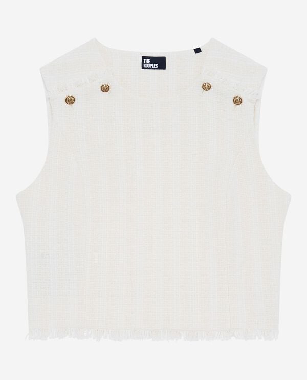 The Kooples DAMEN ECRU top aus ungebleichtem tweed
