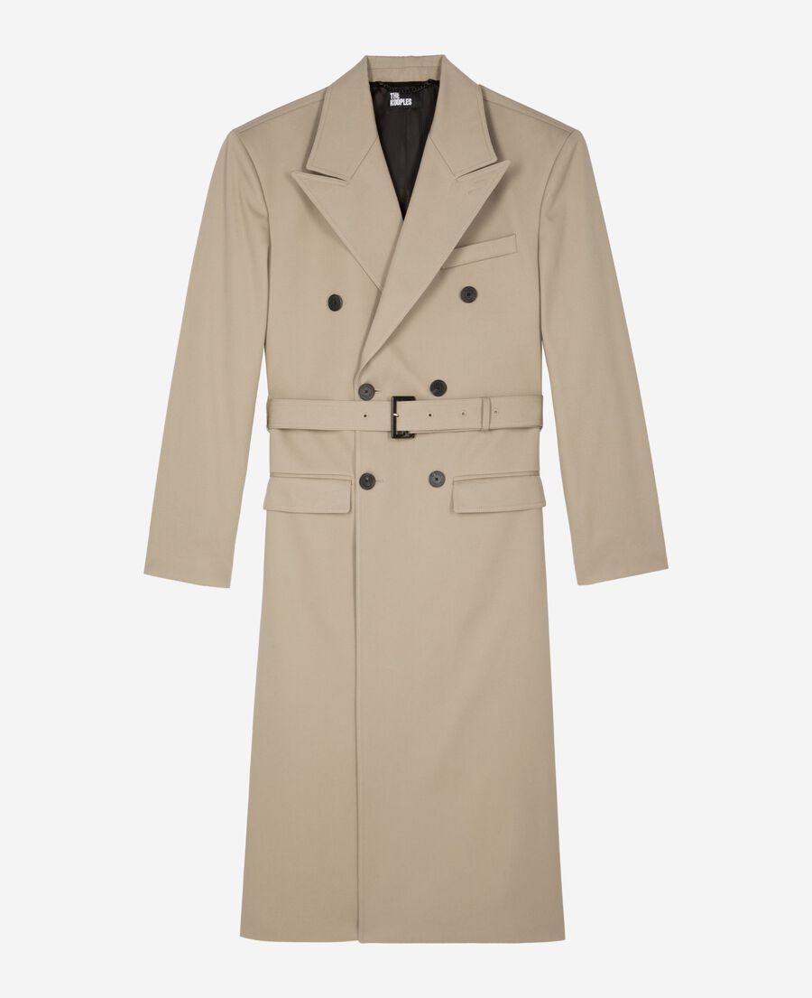 The Kooples HERREN SAND langer trenchcoat in beige