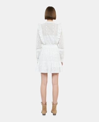The Kooples MUJER WHITE vestido corto blanco bordado inglés