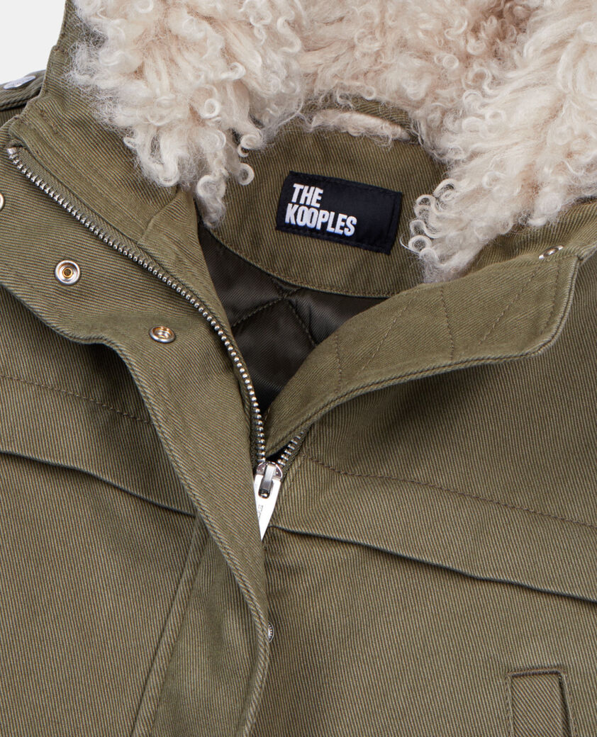 The Kooples WOMEN OLIVE NIGHT khaki hooded parka