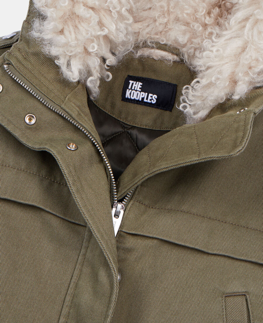 The Kooples WOMEN OLIVE NIGHT khaki hooded parka
