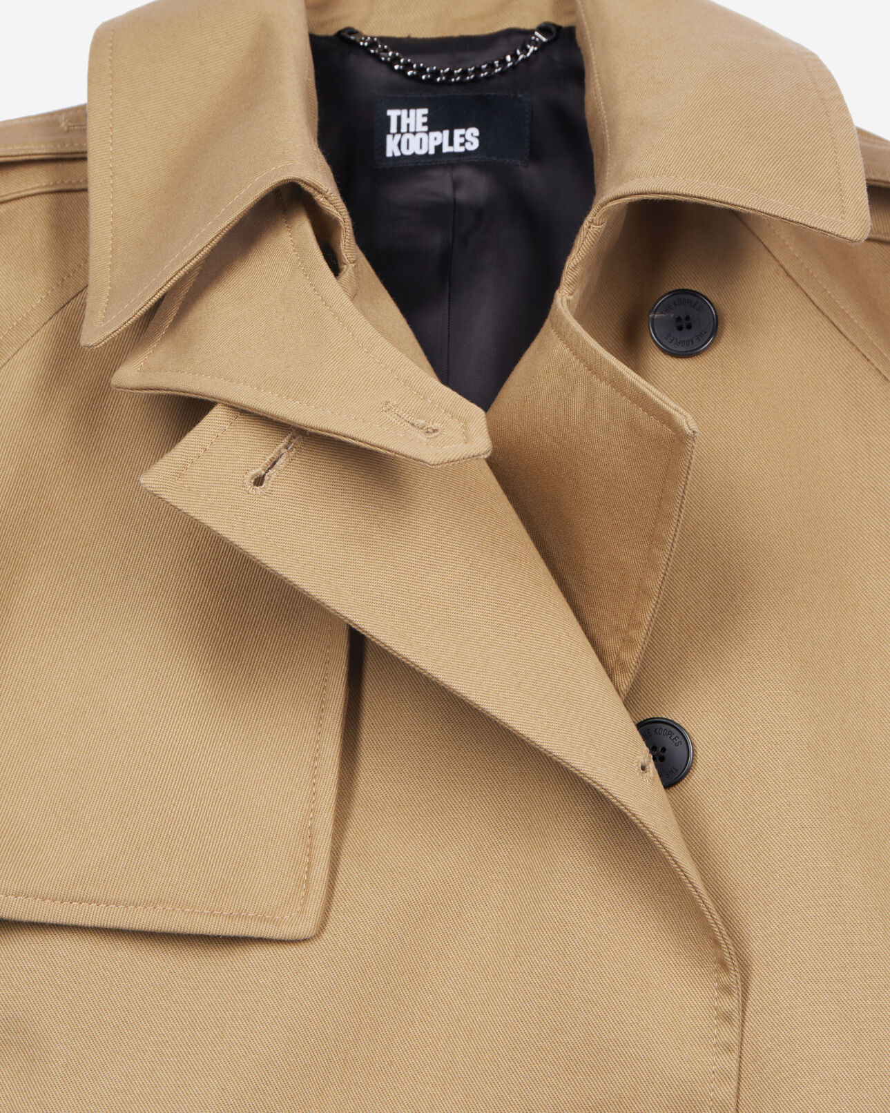 The Kooples DAMEN BEIGE langer trenchcoat aus beiger baumwolle