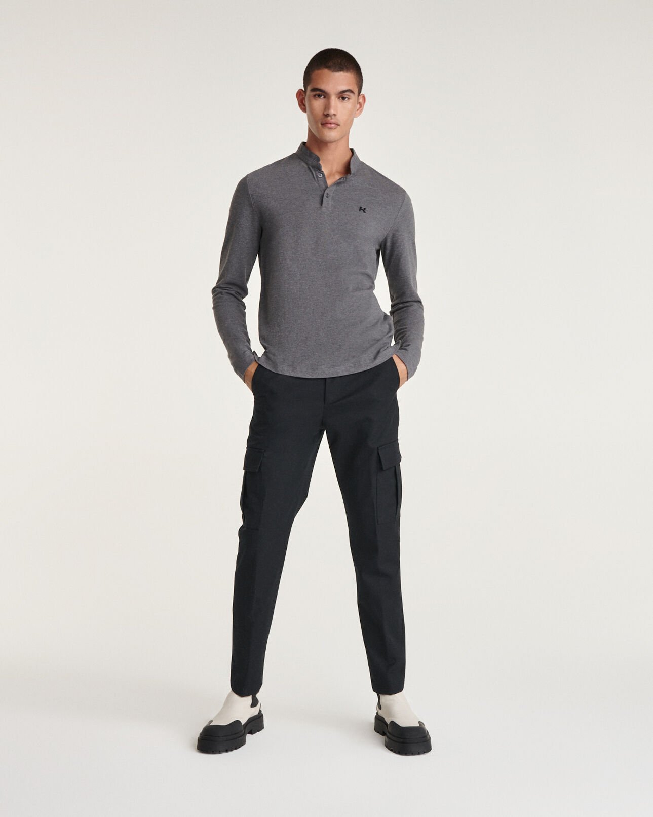 The Kooples MEN BLACK black wool blend cargo pants