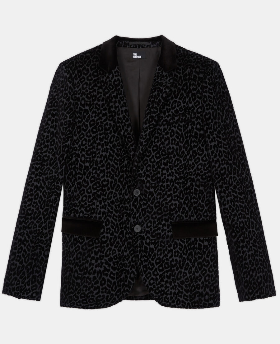 chaqueta traje leopardo negra
